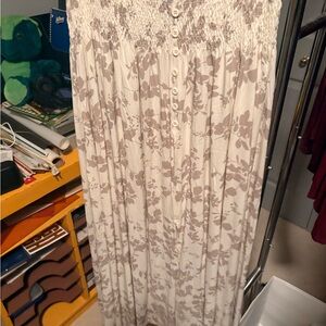 Streetwear Society Cream and Brown Floral A-Line Skirt